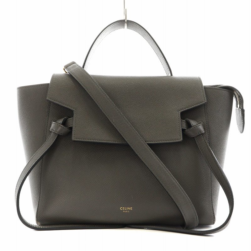 セリーヌ CELINE ベルトバッグ グレー マイクロ 正規品 セリーヌ マイクロベルトバッグ グレー ショルダーベルト