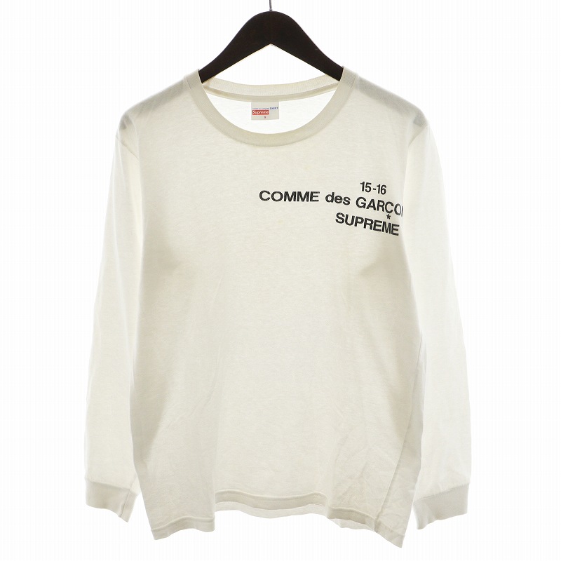 Supreme 白 長袖シャツ ロゴ入り