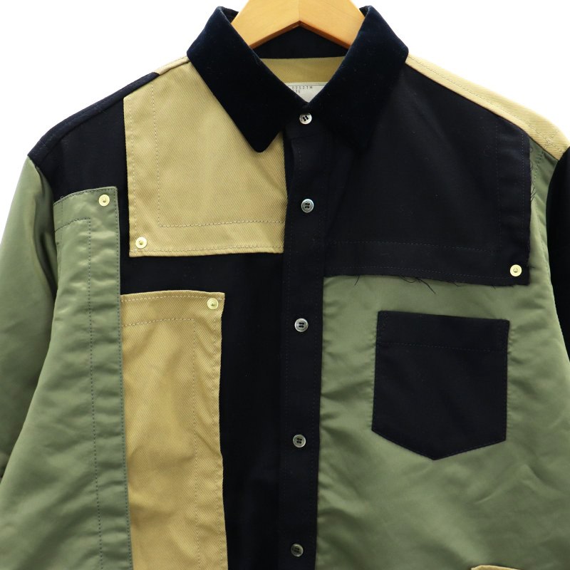 サカイ sacai 20AW Fabric Combo Shirt 再構築 シャツ 長袖 2 ベージュ 