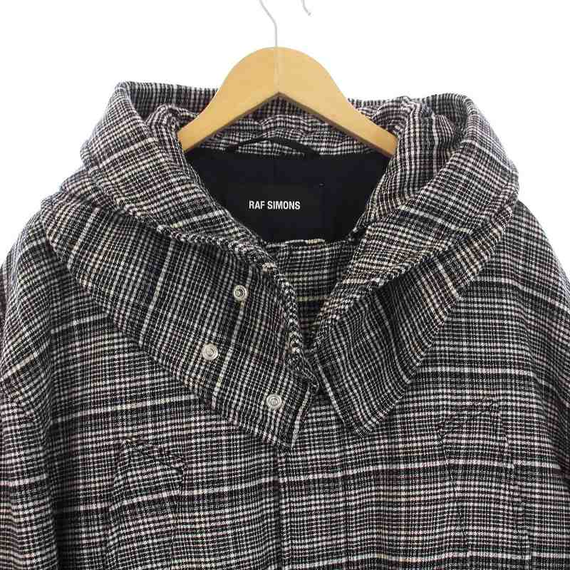 ラフシモンズ RAF SIMONS 18AW Black and White Check Padded Parka 