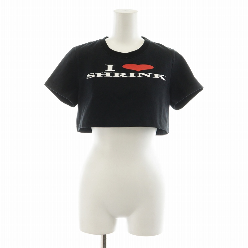 ダブレット doublet スローガン クロップド Tシャツ カットソー 半袖 ショート丈 ロゴ ハート F 黒 ブラック /AN14 レディース ダブレット doublet スローガン クロップド Tシャツ カットソー