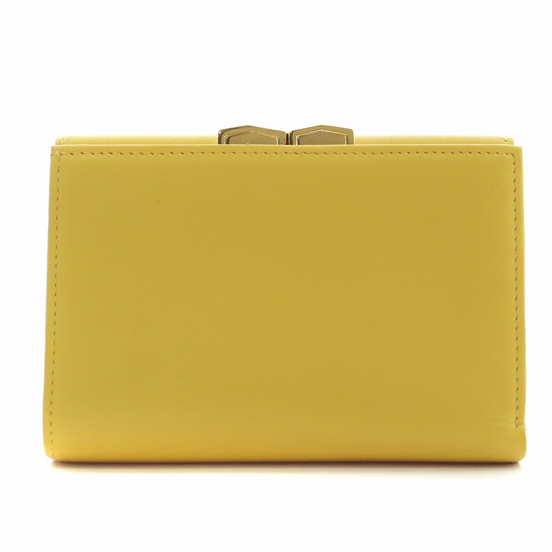 イヴサンローラン 二つ折り財布 カサンドラ YSLロゴ金具 イエロー レザー Yves Saint Laurent イヴサンローラン YVES SAINT LAURENT YSL
