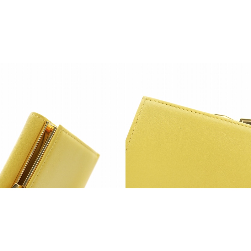 イヴサンローラン 二つ折り財布 カサンドラ YSLロゴ金具 イエロー レザー Yves Saint Laurent イヴサンローラン YVES SAINT LAURENT YSL