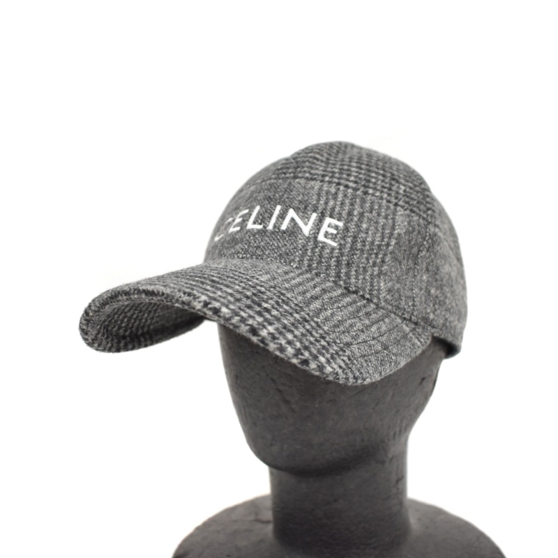 CELINE グレー キャップ ロゴ入り