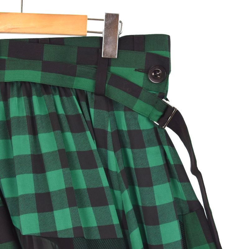 sacai サカイ グリーン バッファローチェック スカート サカイ sacai 22SS Buffalo Check Maxi Skirt バッファロー