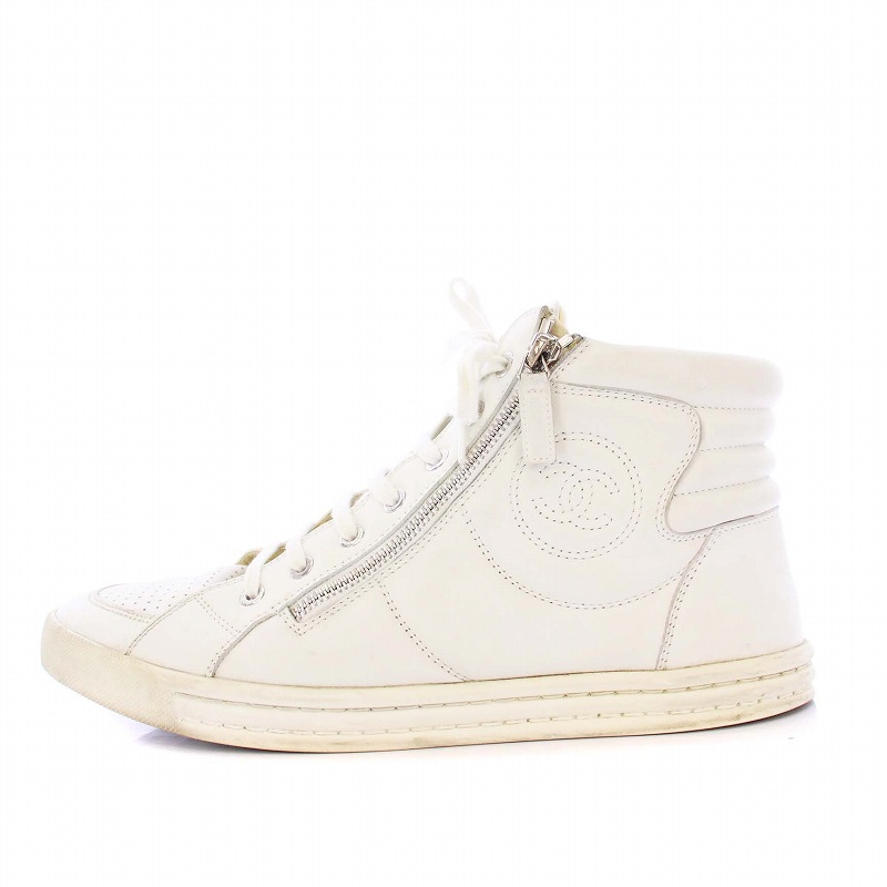 シャネル CHANEL ココマーク ハイカットスニーカー ダブルジップ 42 