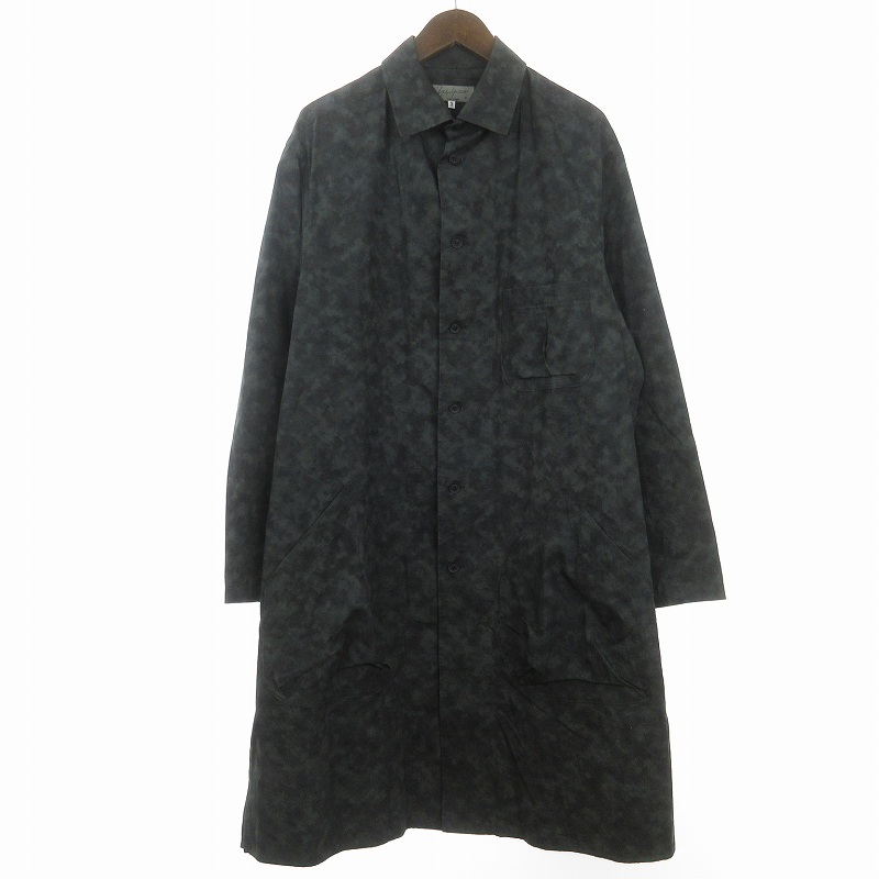 【中古】ヨウジヤマモトプールオム 19AW シャツ コート ロング 長袖 総柄 ムラ染め コットン ダークグレー HC-B22-021 ヨウジヤマモトプールオム YOHJI YAMAMOTO POUR HOMME 19AW シャツ