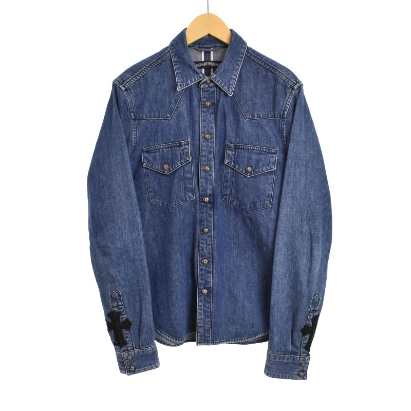 クロムハーツ CHROME HEARTS デニム ウエスタンシャツ クロスボール 