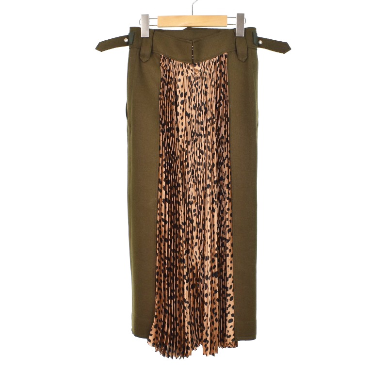 サカイ sacai 20AW プリーツスカート ロング レオパード ヒョウ柄