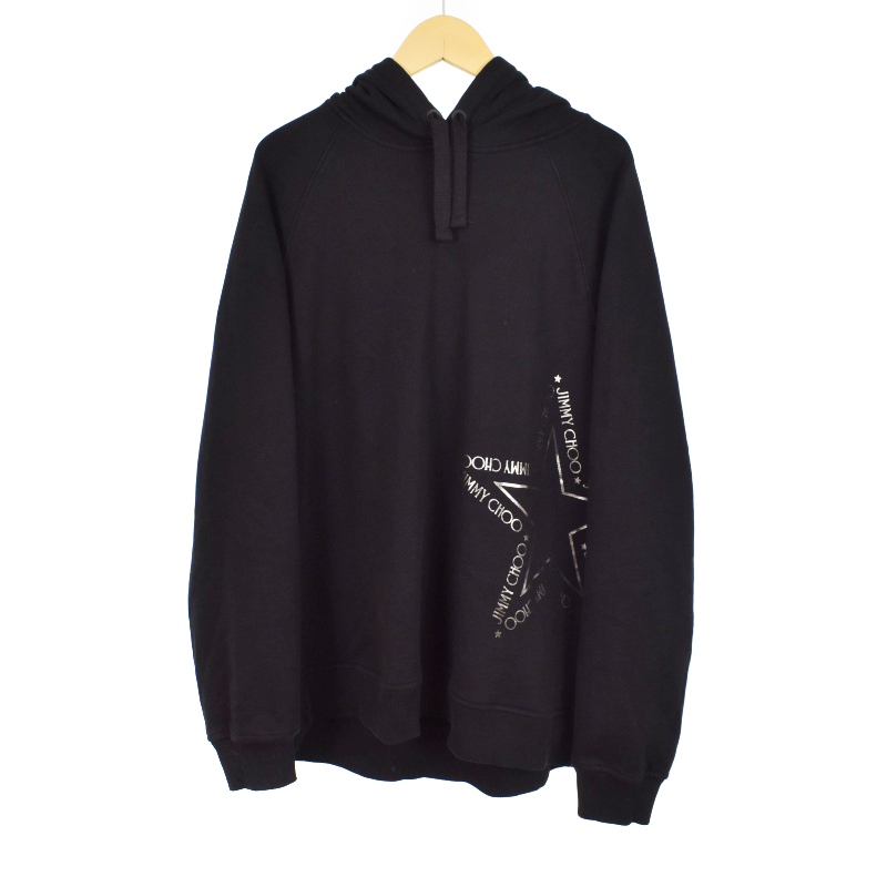 ジミーチュウ JIMMY CHOO パーカー フーディー ロゴ プリント L 黒 