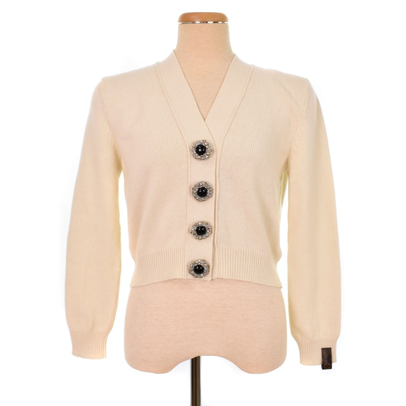 希少 バランタイン ウール Uネック ミドル丈 アイボリ 金ボタン