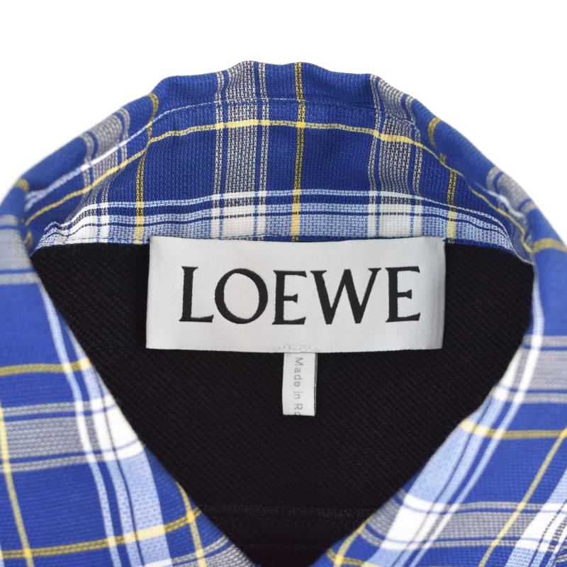 LOEWE ロエベ アナグラム チェックシャツ LOEWE（ロエベ） チェックシャツ 長袖 アナグラム ウール S ネイビー