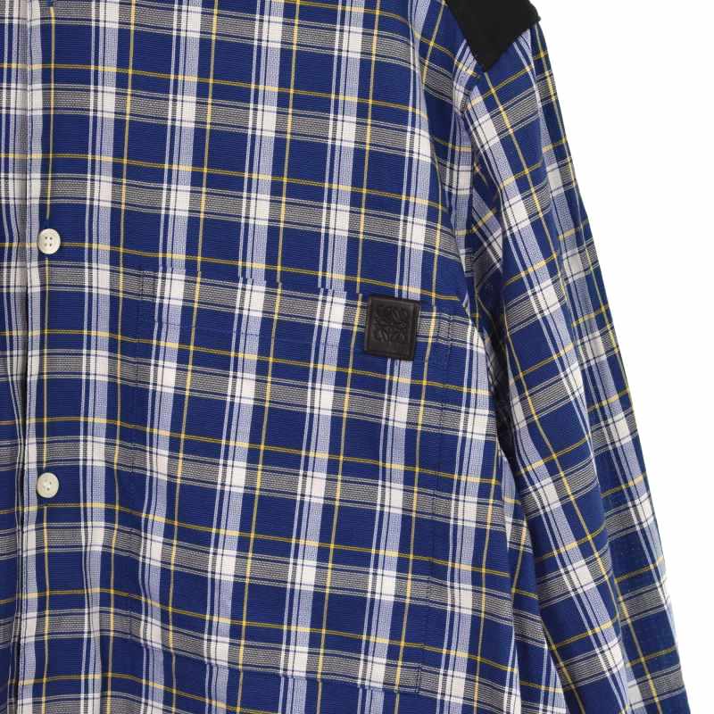 LOEWE アナグラムレザーパッチ バックスウェットチェックシャツ LOEWE アナグラムレザーパッチ バックスウェットチェックシャツ