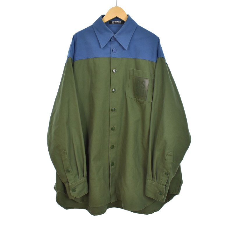 RAF SIMONS ラフシモンズ 22AW Oversized Denim Shirt With Leather
