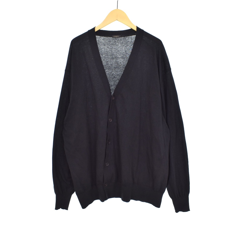 コモリ COMOLI 25SS コットン Vネック カーディガン 長袖 3 黒 