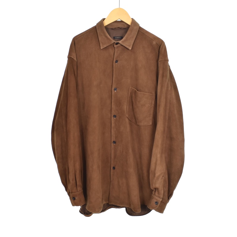 コモリ COMOLI 21AW スエードコモリシャツ 長袖 レザー 2 茶 ブラウン