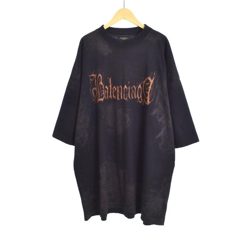 BALENCIAGA メタルロゴ ダメージ加工 オーバーサイズ Tシャツ 【公式