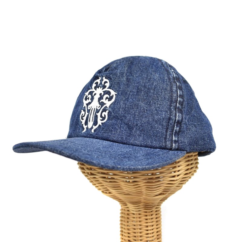 【中古】クロムハーツ CHROME HEARTS キャップ スローチー 5パネル ガレージウォッシュデニム フェアリーダガー 帽子 クロムハーツ CHROME HEARTS キャップ スローチー 5パネル ガレージ