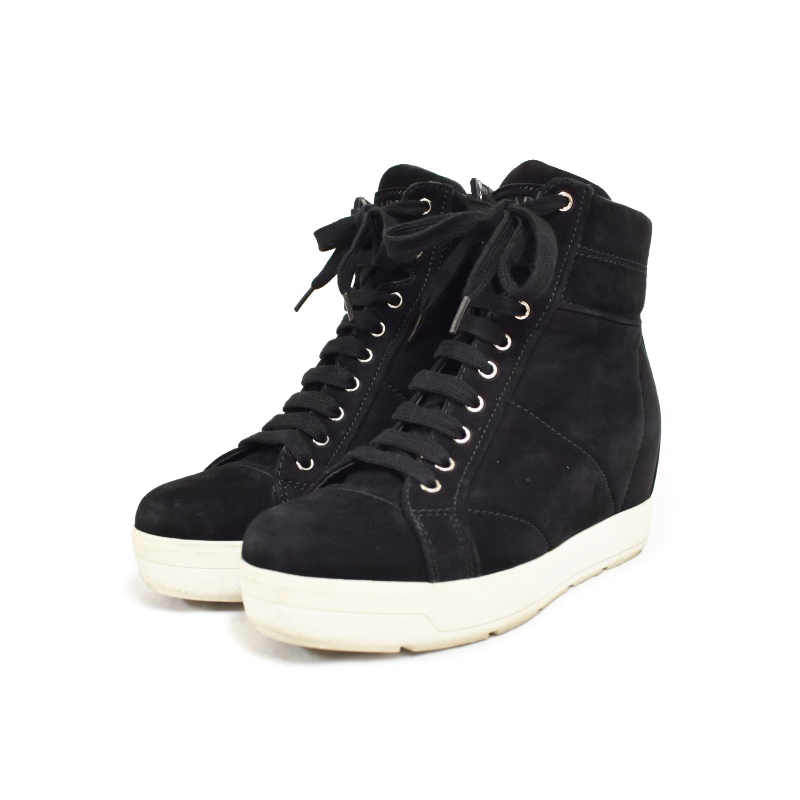 プラダスポーツ PRADA SPORT ウェッジヒール レザースニーカー 厚底 37