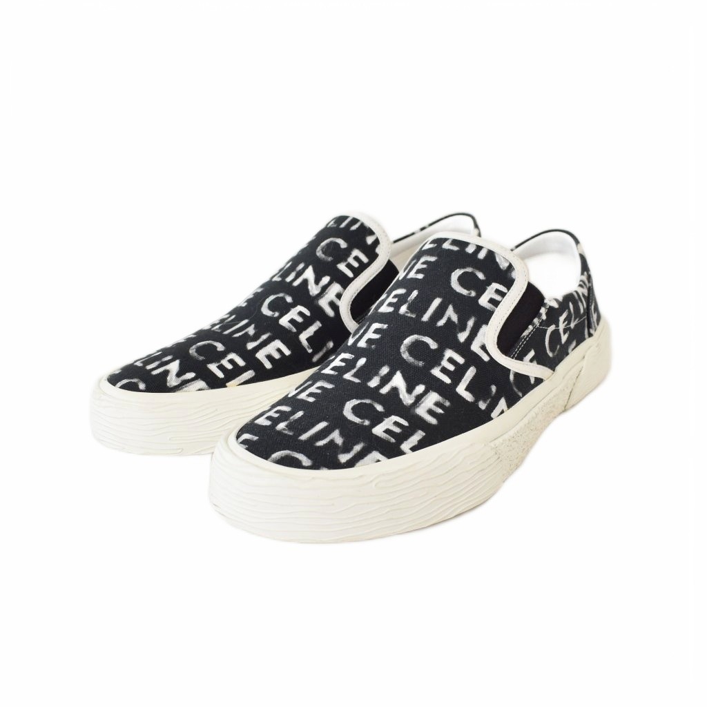 【中古】セリーヌ CELINE ELLIOT エリオット スリッポン ロゴ 40 黒 ブラック ☆AA★ セリーヌ CELINE ELLIOT エリオット スリッポン ロゴ 40 黒 ブラック