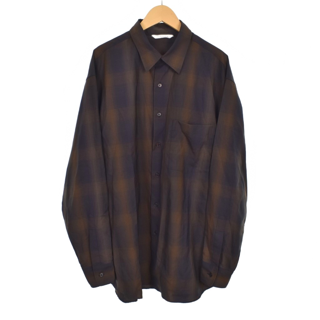 オーラリー スーパーライトウールシャツ ブラウン サイズ4 オーラリー AURALEE 23SS SUPER LIGHT WOOL CHECK SHIRT