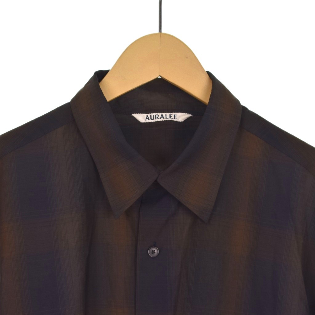 オーラリー スーパーライトウールシャツ ブラウン サイズ4 AURALEE オーラリー 24SS SUPER LIGHT WOOL CHECK SHIRT