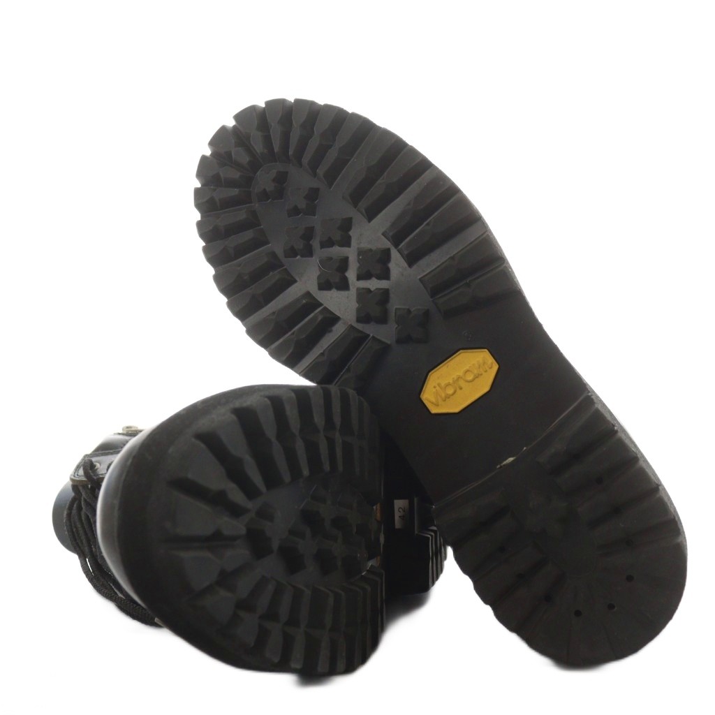 【中古】ダイエットブッチャースリムスキン 18AW 栃木レザー ショートブーツ レースアップ サイドジップ 42 黒 ダイエットブッチャースリムスキン DIET BUTCHER SLIM SKIN 18AW 栃木