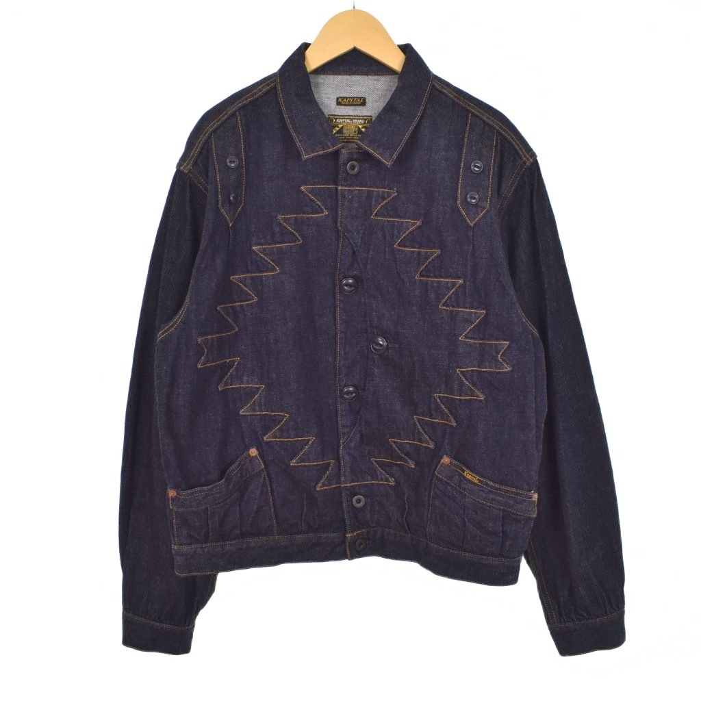 希少 KAPITAL キャピタル Polka Dots デニムジャケット S キャピタル kapital THUNDERBIRD 12OZ DENIM STD JACKET INDIGO