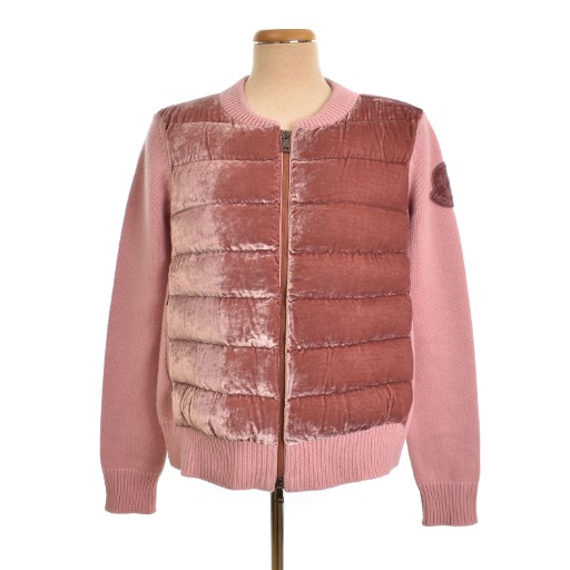 【定番】 MONCLER モンクレールダウンニット切り替えカーディガンピンクM 定番】 MONCLER モンクレールダウンニット切り替えカーディガン