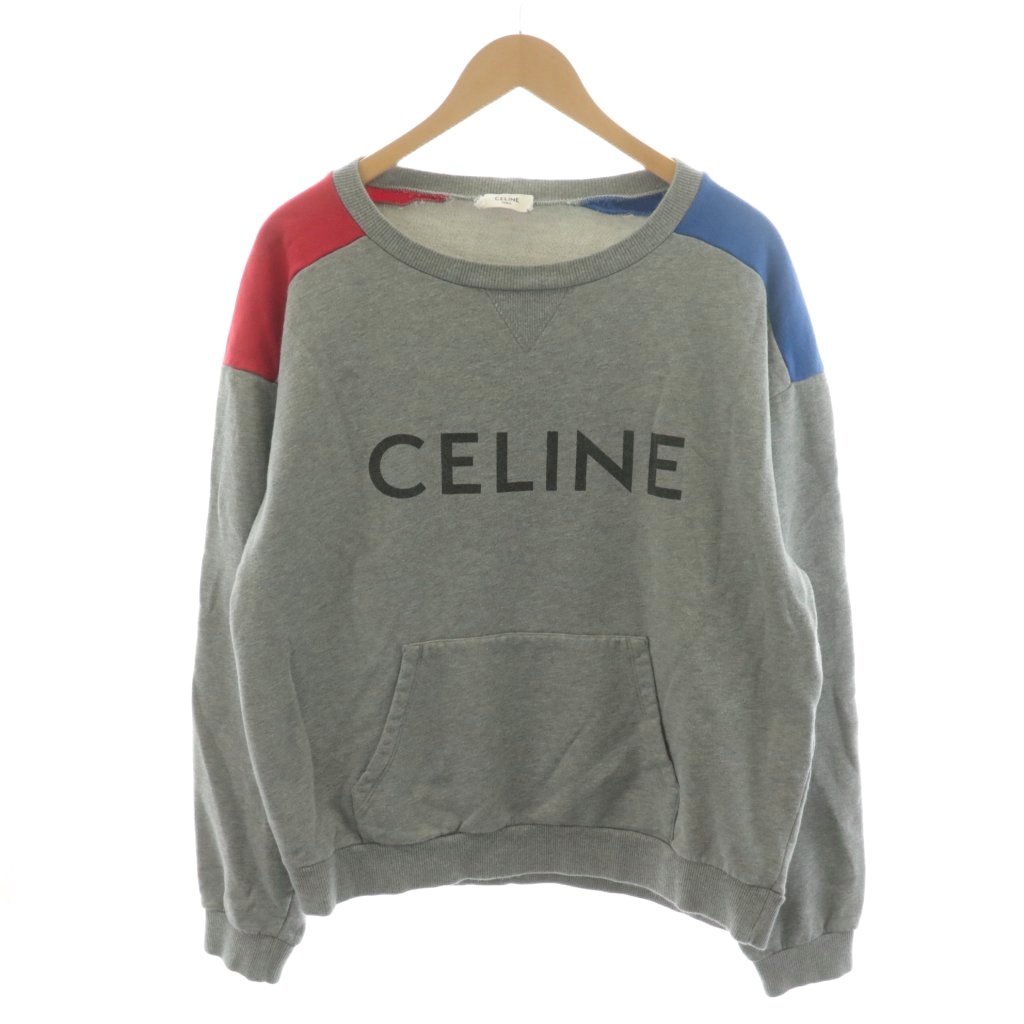 セリーヌ CELINE ロゴプリント ルーズスウェット トレーナー L グレー