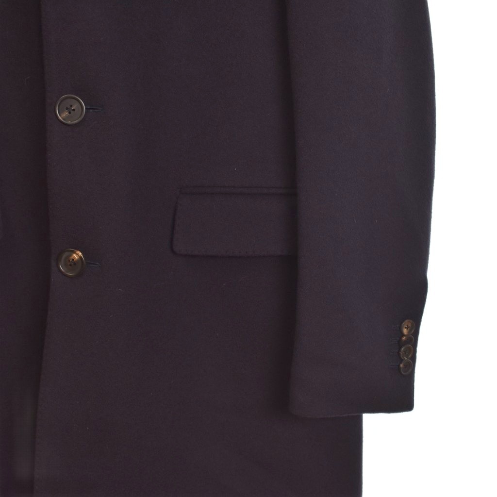 ラルディーニ LARDINI チェスターコート ステンカラー ウール 46 紺