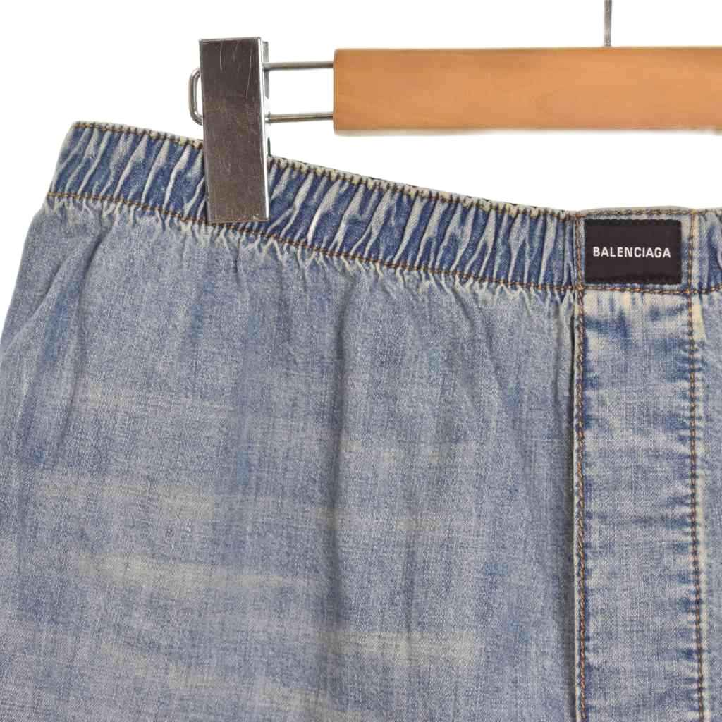 バレンシアガ BALENCIAGA デニム ショートパンツ ショーツ S 水色
