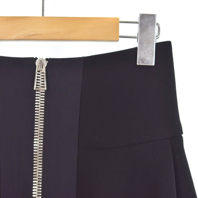 バレンシアガ BALENCIAGA フレアスカート ひざ丈 ジップアップ 34 黒  