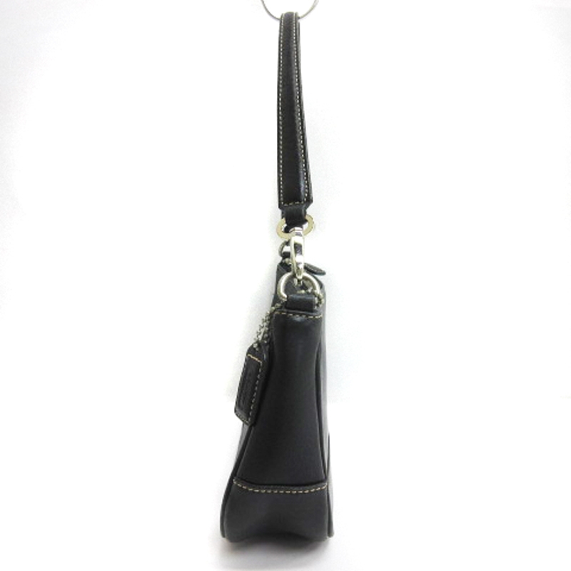 コーチ ハンプトン アクセサリーポーチ 7785 レザー 黒 レディース 美品 コーチ COACH ハンドバッグ ポーチ レザー 黒 ブラック 7785