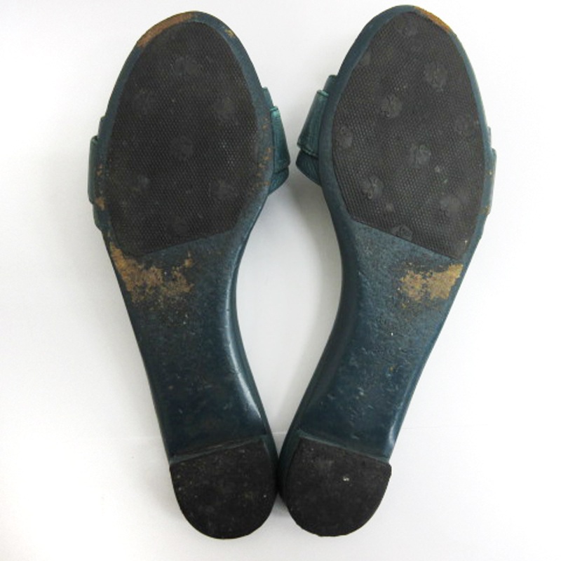 グッチ GUCCI スライド サンダル GG金具 レザー 緑 グリーン系