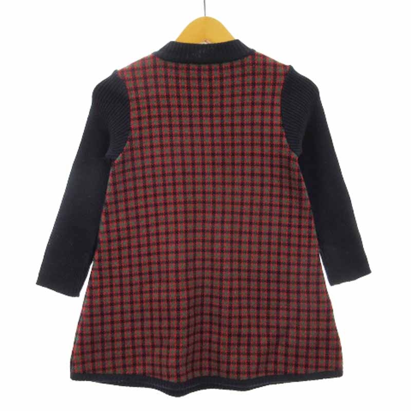 ファミリア Familiar ニット ワンピース 長袖 チェック ファー プル