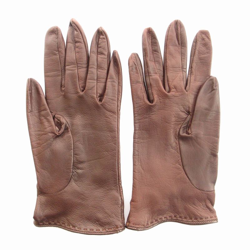 【未使用品】GUCCI レザー手袋 ブラウン　ホースビット　ゴールド金具 グッチ GUCCI 手袋 レザーグローブ 本革 イタリア製 ホースビット