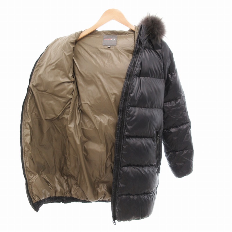 DUVETICA ラクーンファー ダウンジャケット コート ミドル ブラック L