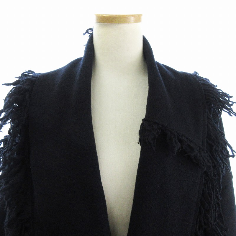 ステラマッカートニー STELLA McCARTNEY ラップカーディガン ニット フリンジ ウール ダークネイビー S ■GY45 レディース ステラマッカートニー STELLA McCARTNEY ラップカーディガン