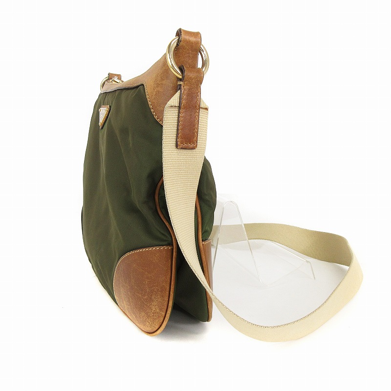 PRADA ショルダーバッグ　カーキ　三角プレート PRADA プラダ ナイロン カーキ 三角プレート ショルダーバッグ 【公式