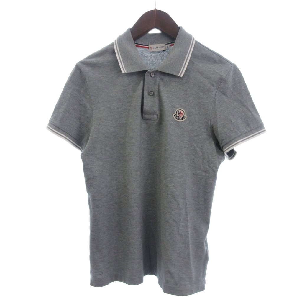 【美品】 MONCLERモンクレール 半袖ポロシャツグレー　S MONCLER モンクレール 半袖ポロシャツ グレー メンズ 8a00003