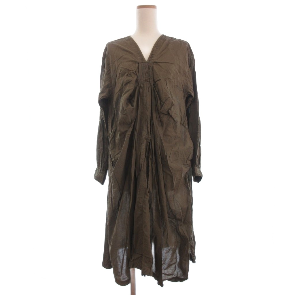 キャピタル kapital ワンピース ロング 長袖 Vネック S 茶 ブラウン  