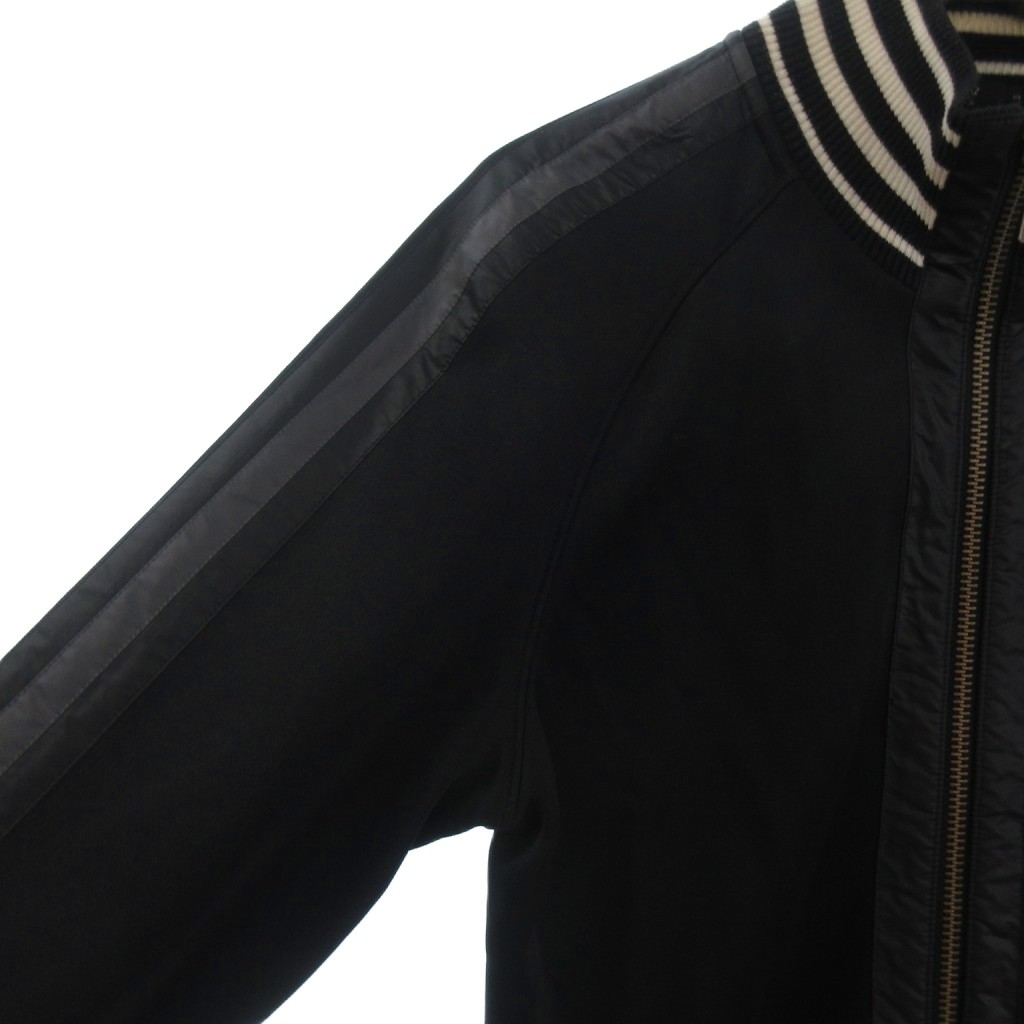 バーバリーブラックレーベル BURBERRY BLACK LABEL トラックジャケット ブルゾン ライン ジップアップ ロゴ刺繍 3 黒 ブラック メンズ