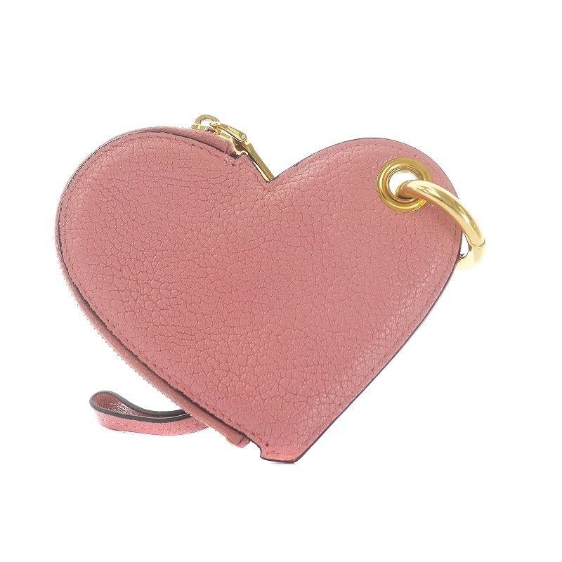 ミュウミュウ miumiu コインケース 小物入れ レザー ハート ピンク /WM
