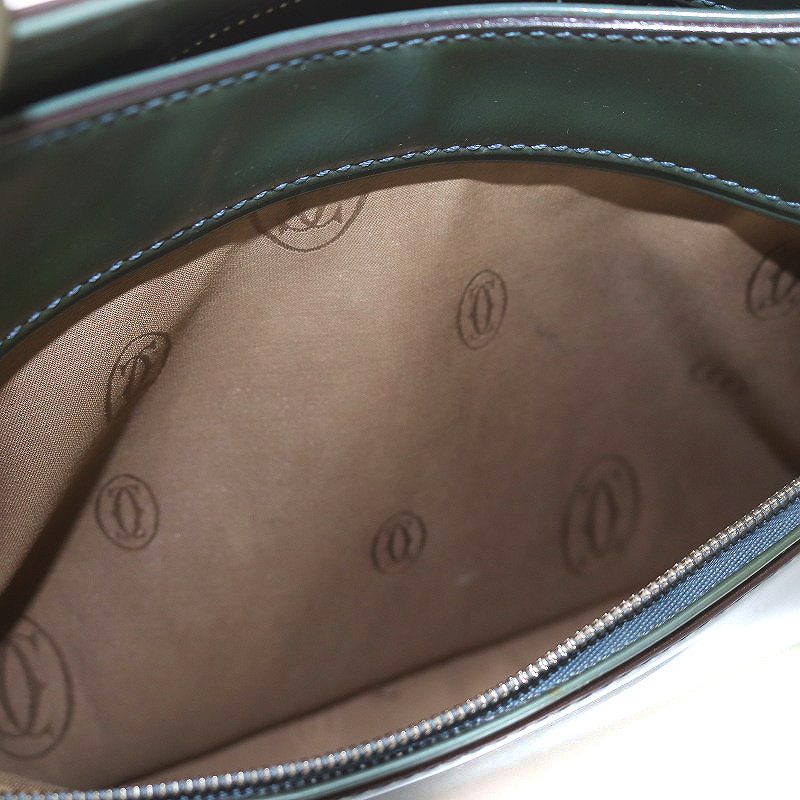 Cartier マルチェロ ハンドバッグ レザー ブルーグリーン カルティエ