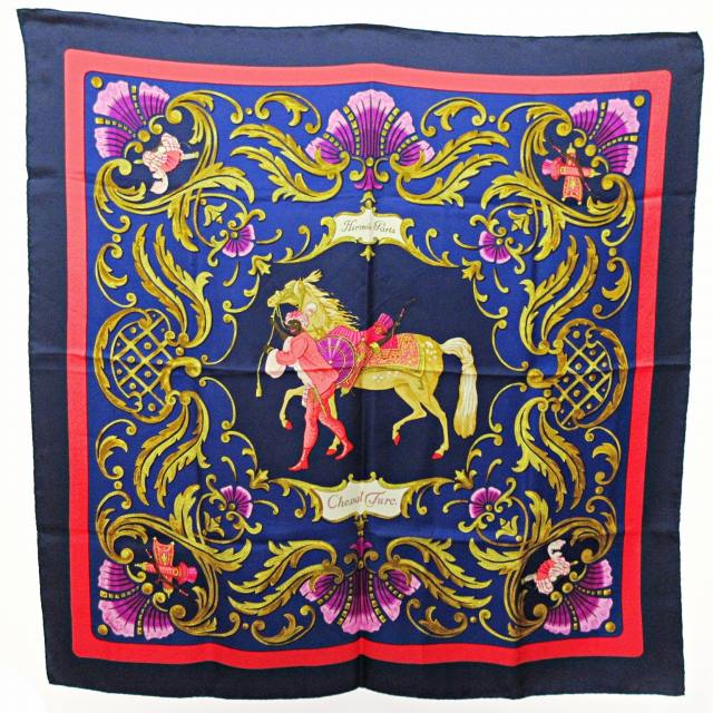 エルメス　スカーフ カレ90 Cheval Jurc シルク エルメス HERMES カレ90 シルク スカーフ Cheval Jurc トルコの