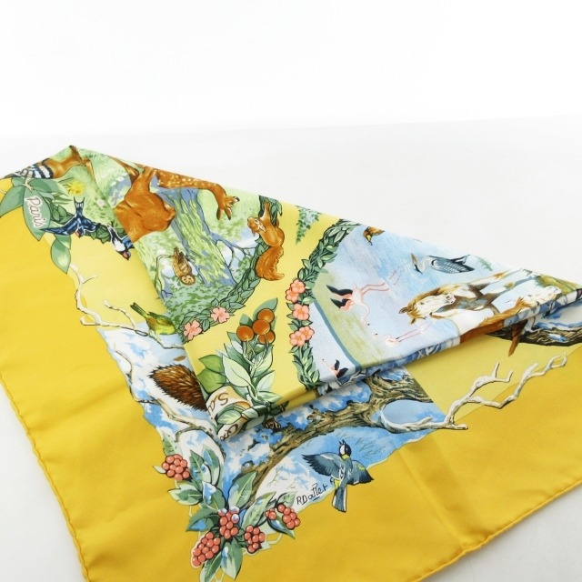 エルメス HERMES 希少 極美品 カレ90 Les Quatre Saisons 四季 シルク 