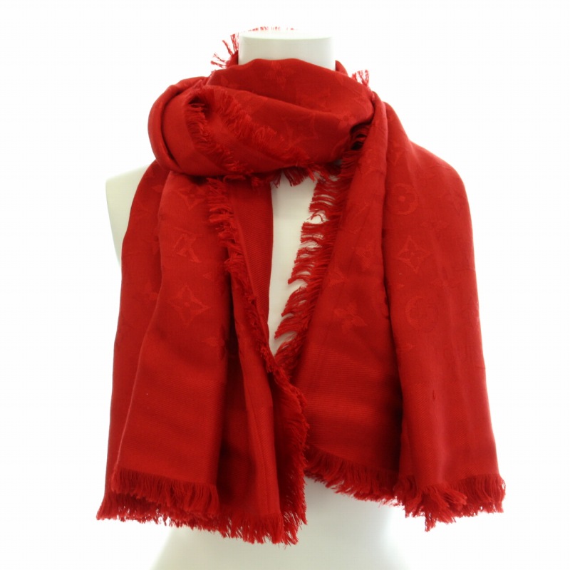 ルイヴィトン LOUIS VUITTON ショールモノグラム ルージュスカーフ