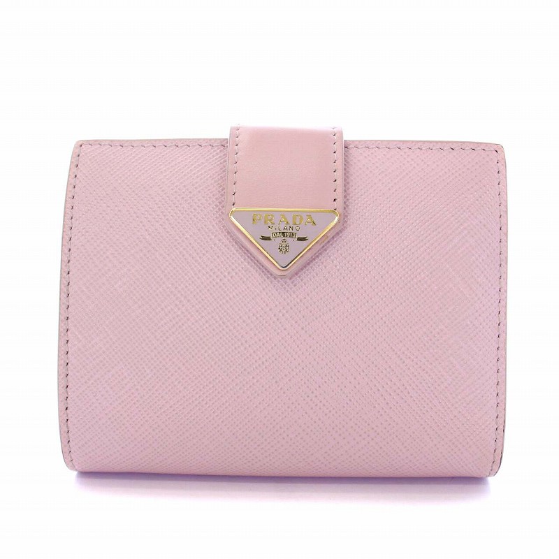 プラダ PRADA SAFFIANO TAB ALBASTRO 二つ折り財布 三角プレート 