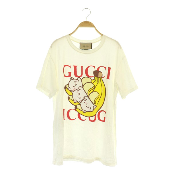 グッチ GUCCI ばなにゃ Tシャツ カットソー 半袖 プリント ビッグT 